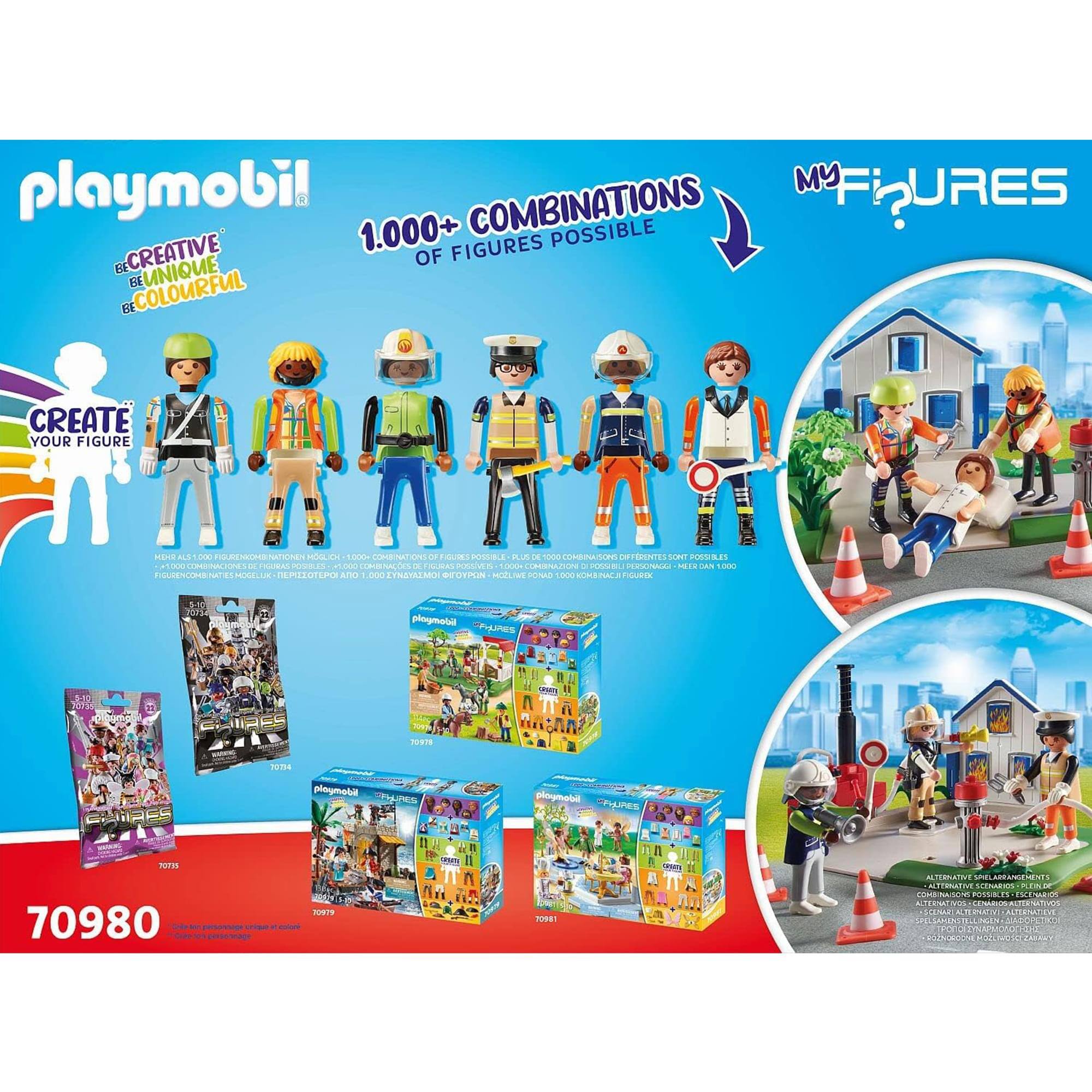playmobil

BE CREATIVE
BE UNIQUE
BE COLOURFUL

CREATE YOUR FIGURE

1,000+ COMBINATIONS POSSIBLE OF FIGURES

MY FIGURES

1,000+ COMBINATIONS POSSIBLE

70980

HERA 1000 FIGURES DIFFÉRENTES POSSIBLES - 1,000+ COMBINATIONS POSSIBLE OF FIGURES - 1,000+ KOMBINIERENDE FIGURS MÖGLICH - 1,000+ COMBINAZIONI POSSIBILI DI FIGURE - 1,000+ POSSIBLE COMBINATIONS OF FIGURES - 1,000+ POSSIBLE COMBINATIONS OF FIGURES - 1,000+ POSSIBLE COMBINATIONS OF FIGURES

ALTERNATIVE ARRANGEMENTS
COMBINATIONS POSSIBLE - SCENARI ALTREVIANTI - ALTERNATIVE SCENARI - ALTERNATIVE SCENARI - ALTERNATIVE SCENARI - ALTERNATIVE SCENARI

70978
70979
70980
70981