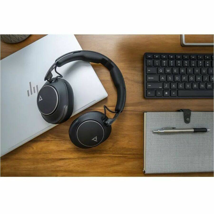 Alt View 4. HP - Poly Voyager Surround 80 UC Microsoft Teams Certified USB-C Headset +USB-C/A Adapter - Microsoft Teams Certification - Black.