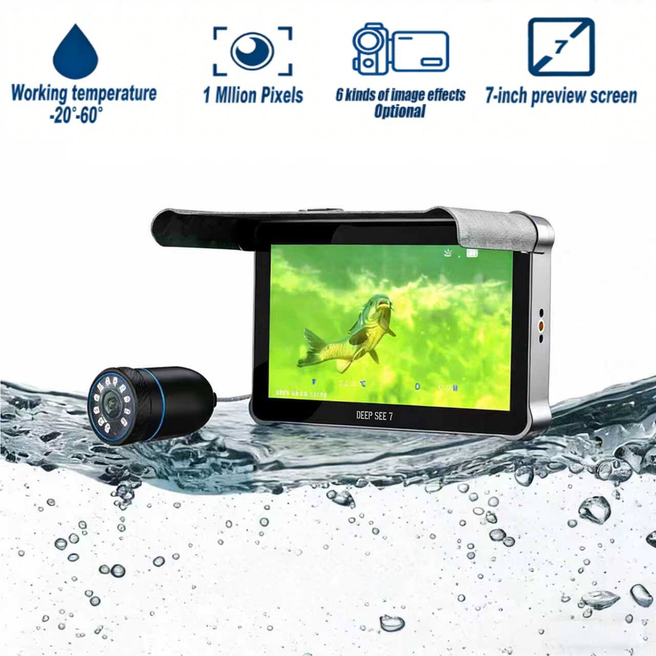 7 Working temperature -20-60  
1 Million Pixels  
6 kinds of image effects  
7-inch preview screen  
Optional  
D a DEEP SEE 7