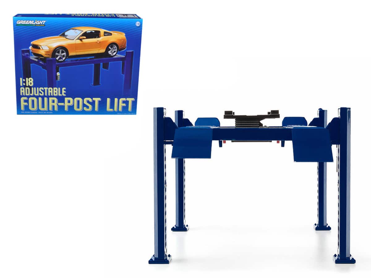 Adjustable Four Post Lift Blue for 1/18 Scale Diecast Model Cars by Greenlight price history on PriceWatchPro