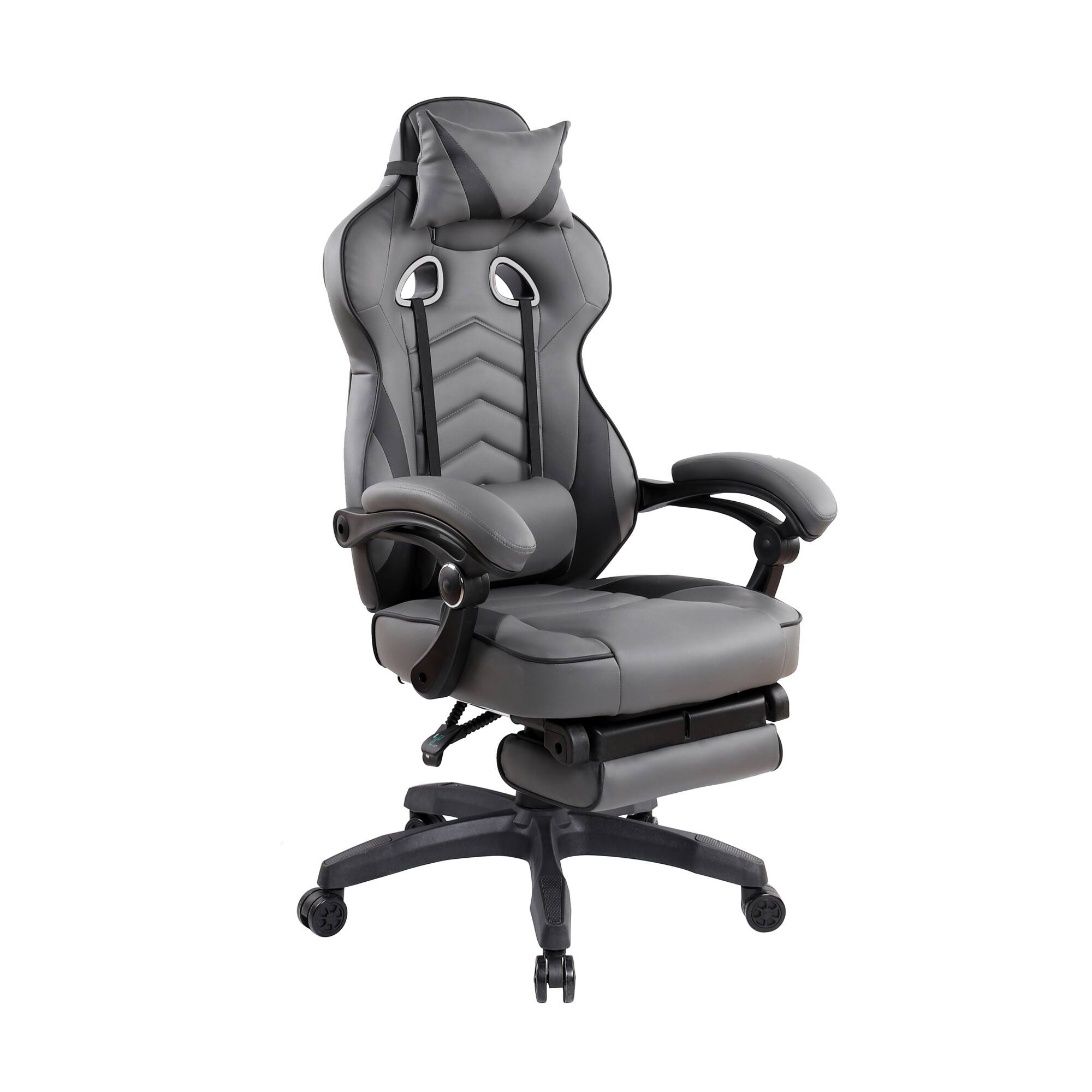 Left. GOODSILO - Premium Fully Reclining Gaming Office Chair with Footrest for Maximum Comfort and Support - Grey.
