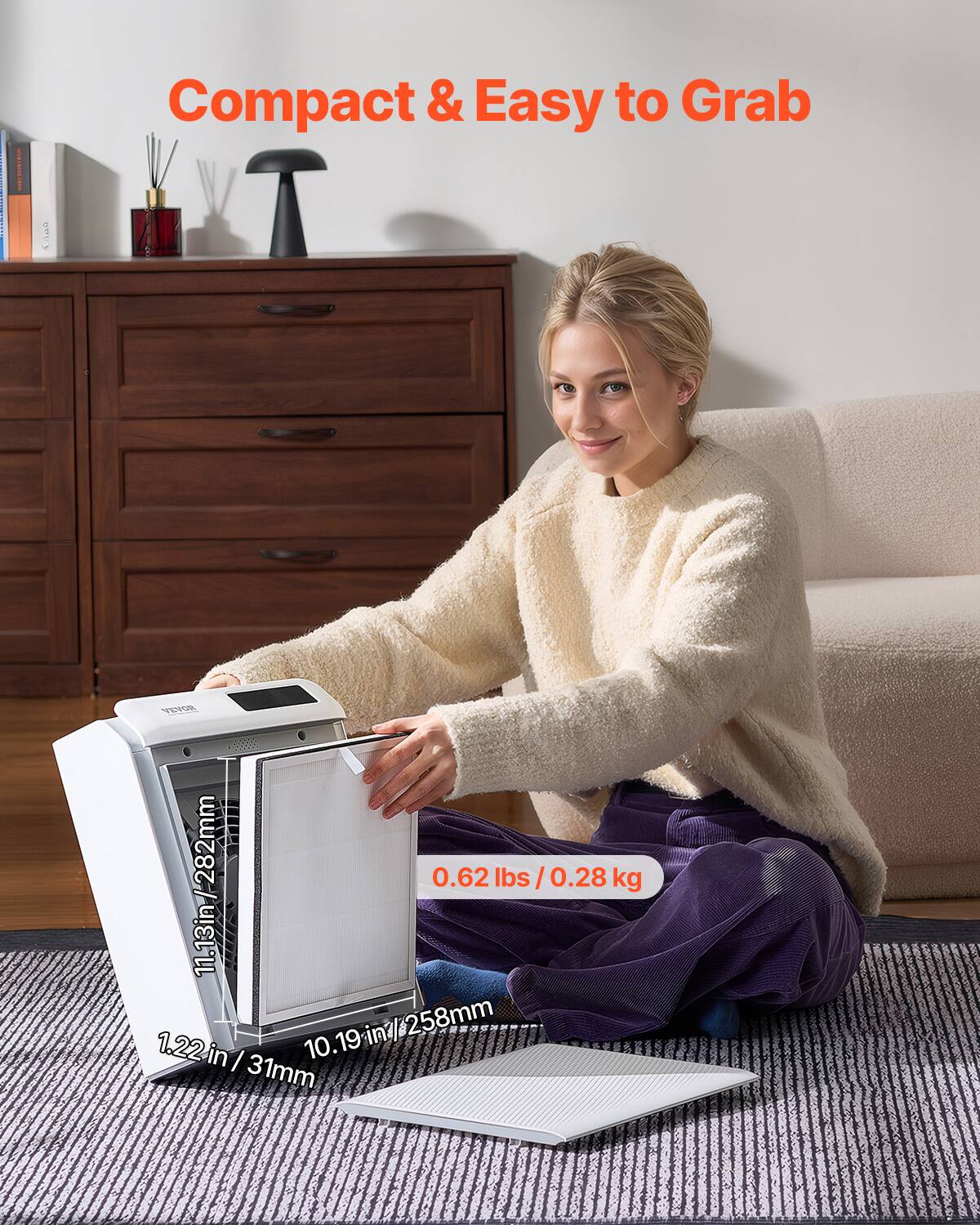 Compact & Easy to Grab

11.13in / 282mm  
1.22in / 31mm  
10.19in / 258mm  

0.62 lbs / 0.28 kg