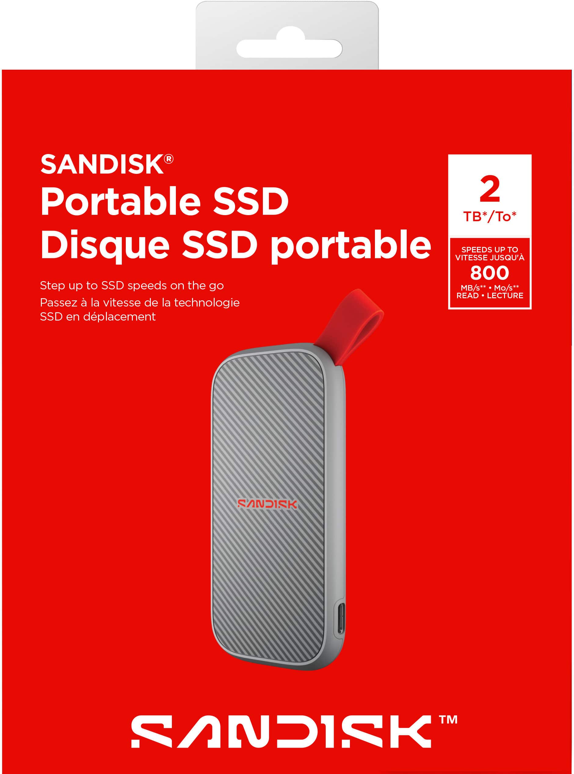 SanDisk 2TB External USB 3.2 Gen 2 Type C Portable SSD Grey