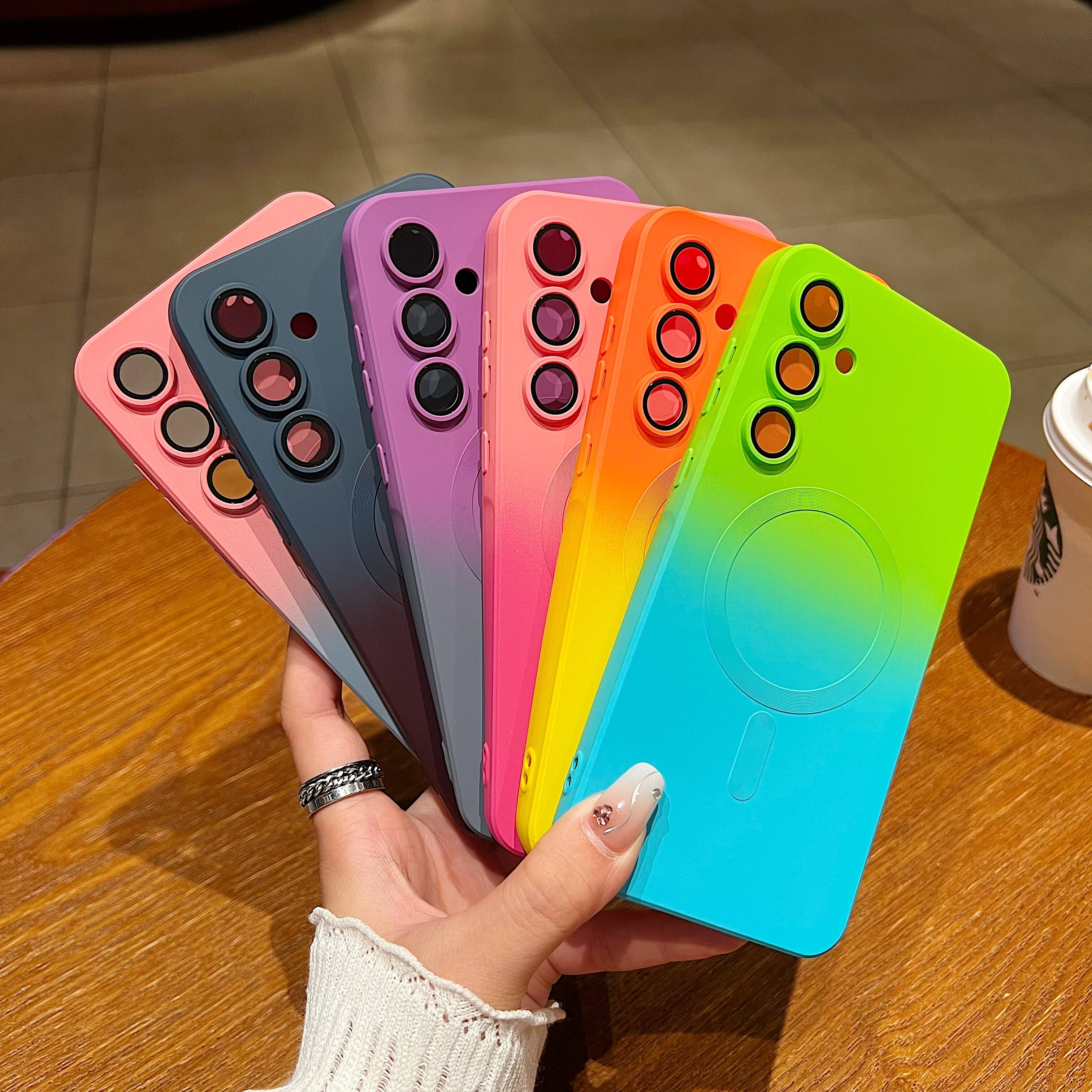 Back. Dteck - Dteck Magnetic Gradient Case for Samsung S26, Cute Soft TPU Rubber Silicone Case Bumper Anti-Scratch Cover - E.