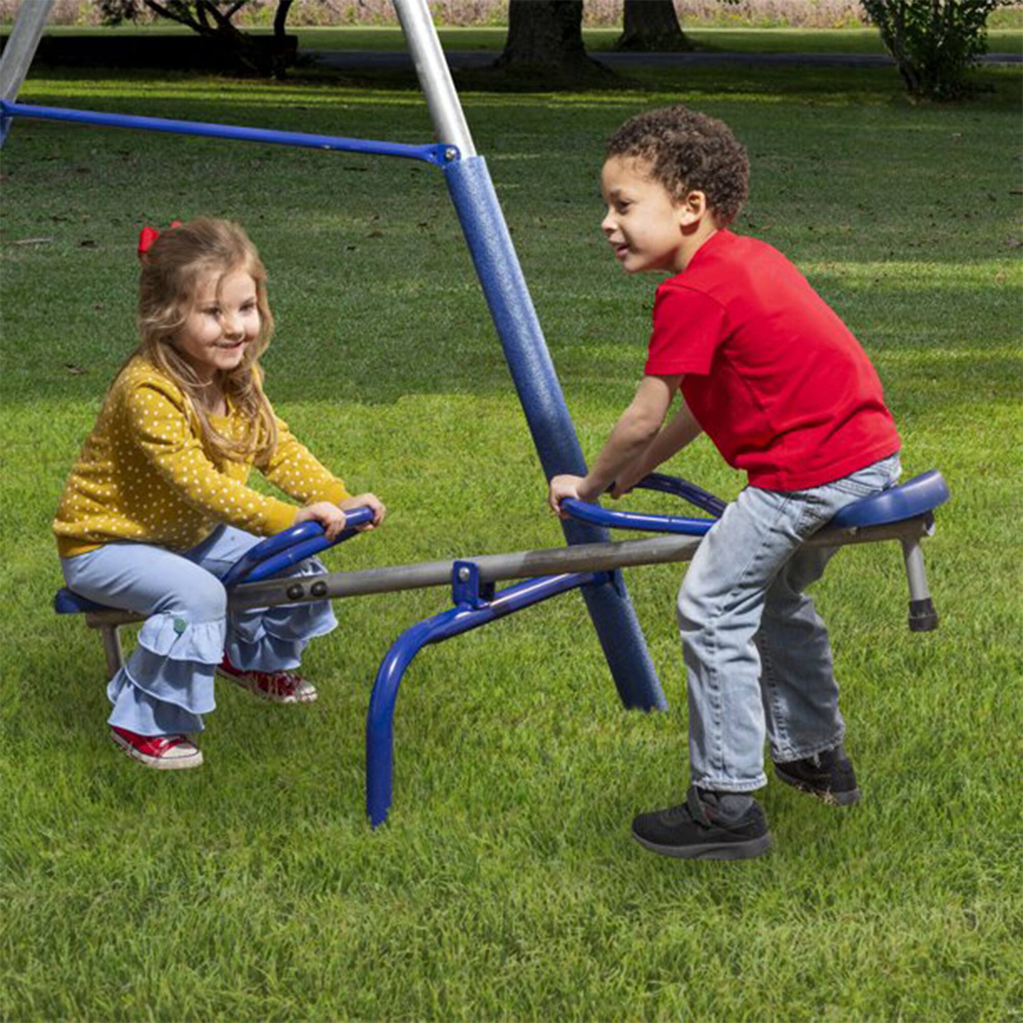 Alt View 5. XDP Recreation - XDP Recreation Fun All Mighty Swing Set w/See Saw, Super Disc, Swings, & Slide - Silver, Blue.