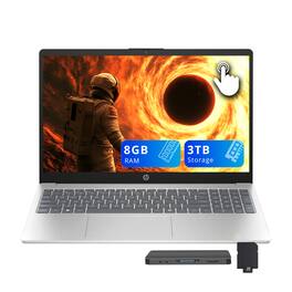 HP - 15.6" FHD Touchscreen Laptop,Ryzen 5 7520U,8GB LPDDR5,2TB SSD+1TB Docking Station,Radeon Graphics,Win 11 - Silver