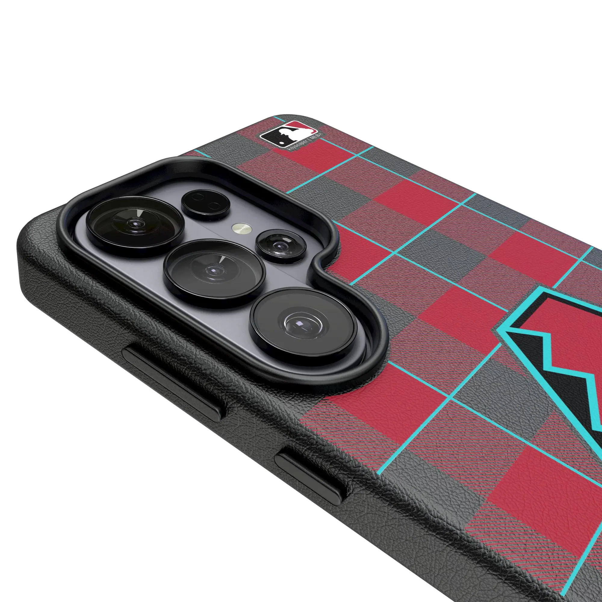 Alt View 2. Keyscaper - Arizona Diamondbacks Plaid Galaxy Magnetic Bump Case - S25 Ultra - Black.