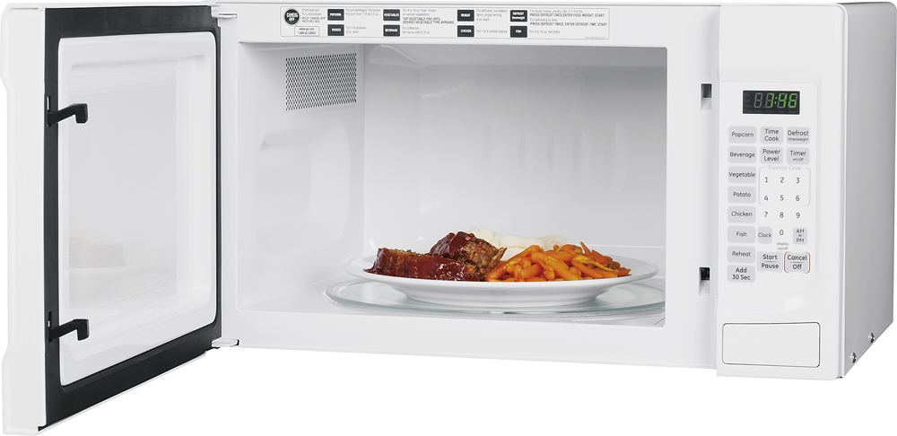 Left View: GE - 2.0 Cu. Ft. Family-Size Microwave - White