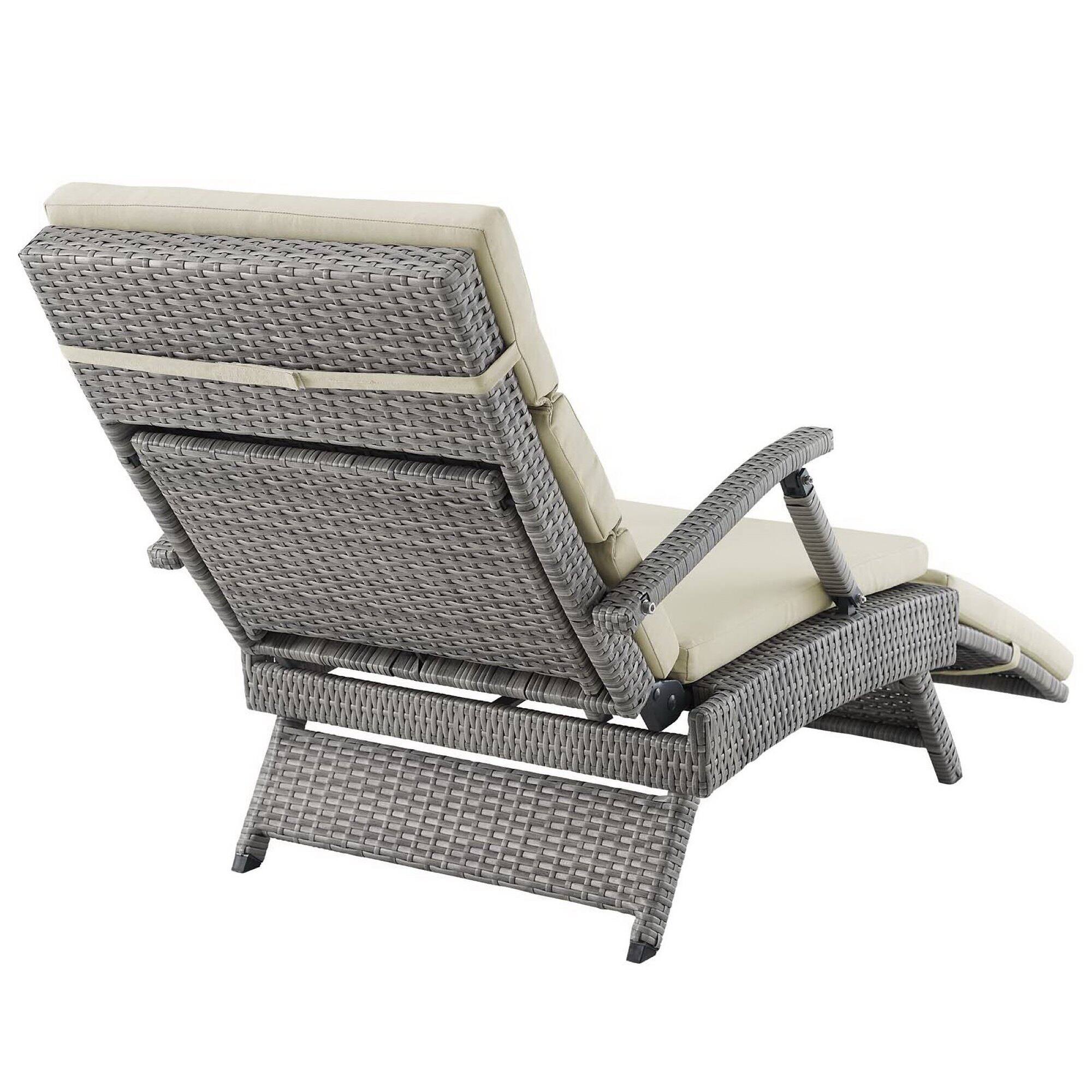 Alt View 5. Modway - Envisage Chaise Outdoor Patio Wicker Rattan Lounge Chair by Modway - Light Gray Beige.