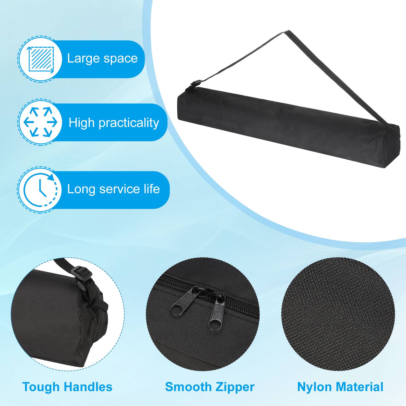 - Large space
- High practicality
- Long service life
- Tough Handles
- Smooth Zipper
- Nylon Material