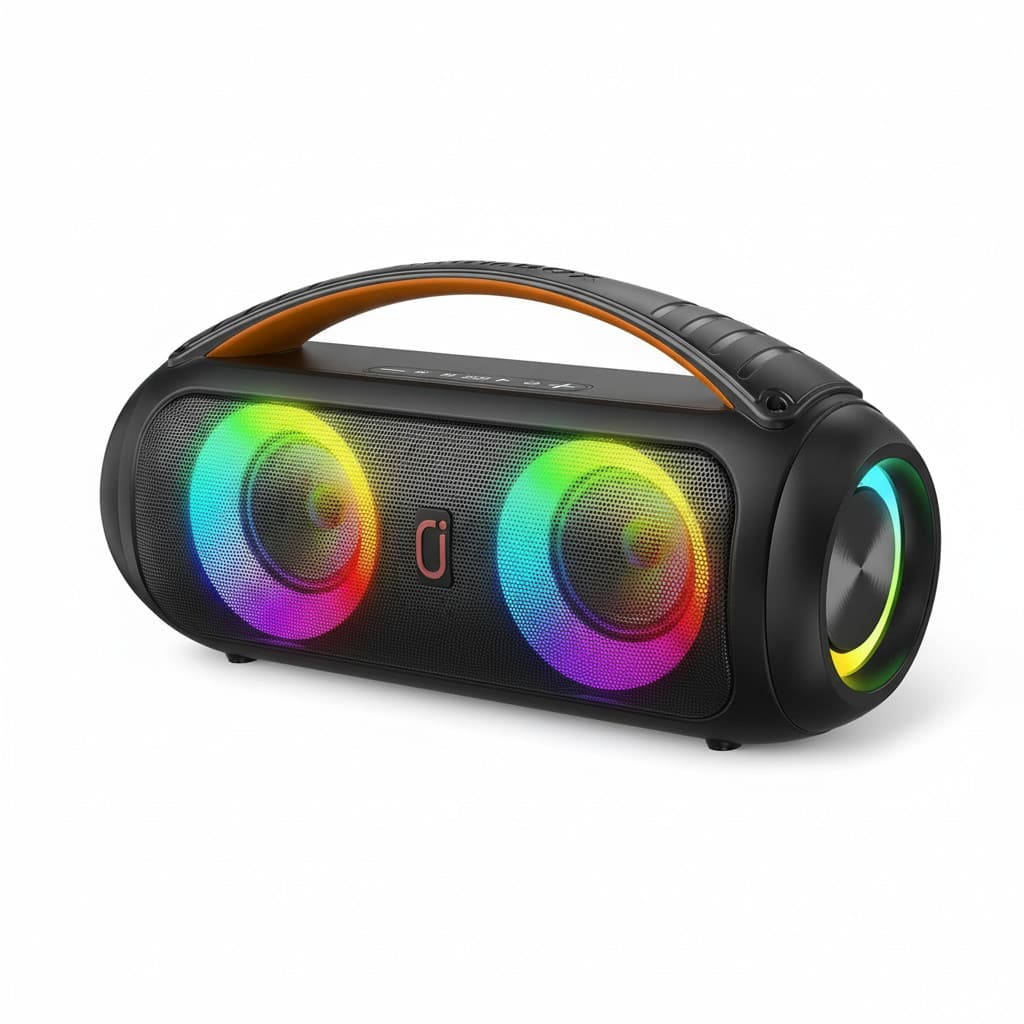 Dazzed Corner - Portable Bluetooth Speaker, Loud Boombox Speaker with Subwoofer - Black