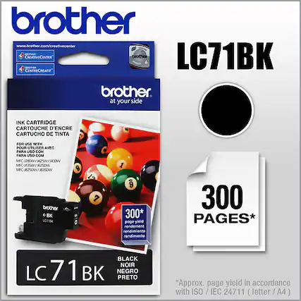 Front. Brother - LC71BK Standard-Yield Ink Cartridge - Black.