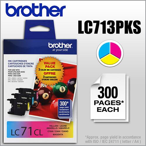 Front. Brother - LC713PKS Standard-Yield 3-Pack Ink Cartridges - Cyan/Magenta/Yellow.