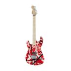 Front. EVH - EVH Striped Series 6-String Electric Guitar (Red, Black and White Striped).