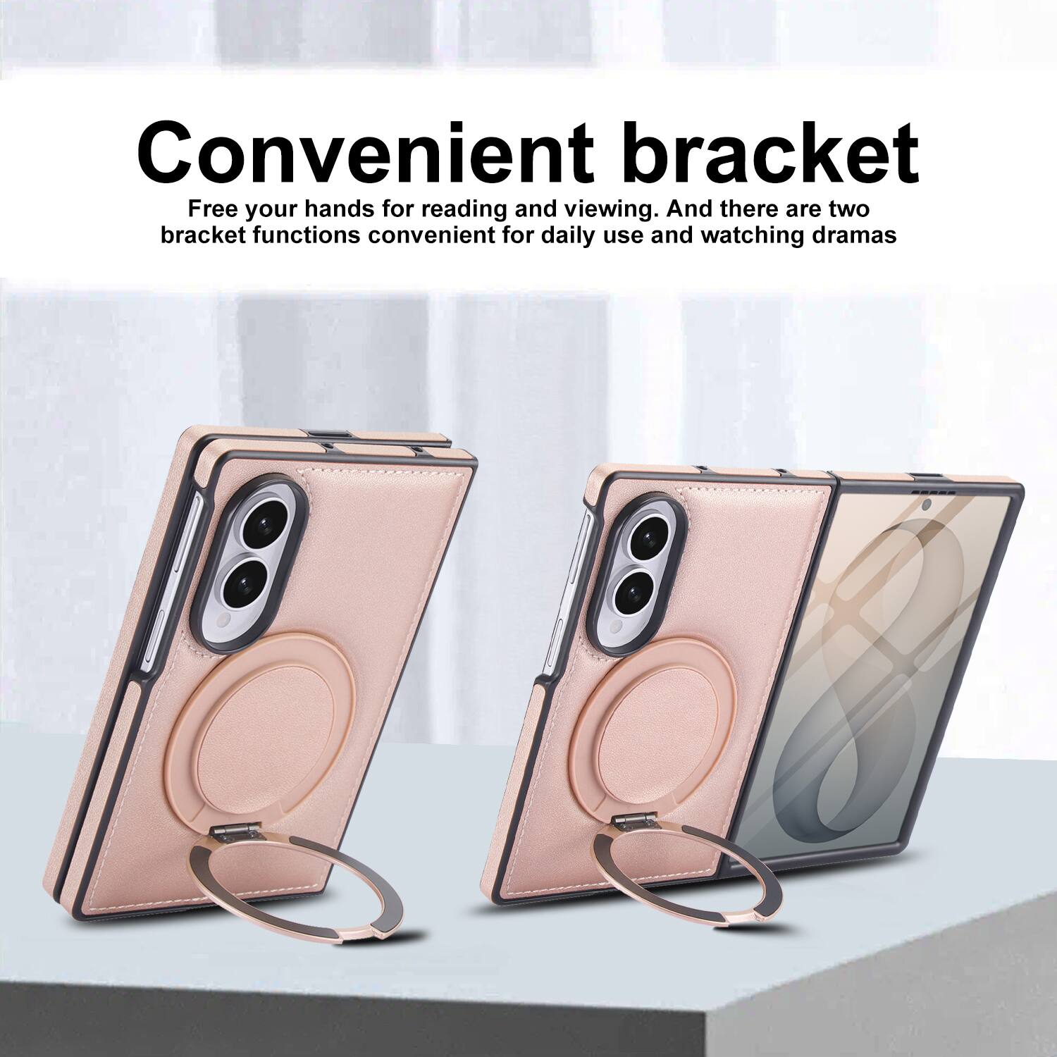 Convenient bracket  
Free your hands for reading and viewing. And there are two bracket functions convenient for daily use and watching dramas