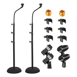 5 CORE - 5Core Mic Stand Pair Floor Adjustable Universal Heavy Duty Microphone Stands Round Base-3T GSE 2PCS