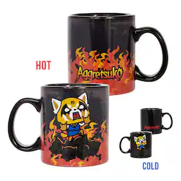 Seven20 - Aggretsuko Heat Reveal Fire & Skulls 20oz Ceramic Coffee Mug - Black
