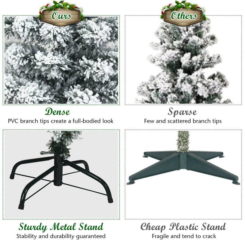 Ours  
Others  

Dense  
PVC branch tips create a full-bodied look  

Sparse  
Few and scattered branch tips  

Sturdy Metal Stand  
Stability and durability guaranteed  

Cheap Plastic Stand  
Fragile and tend to crack