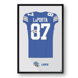 Sporticulture - Sam LaPorta Detroit Lions 14" x 20" Home Jersey Framed Art Print - Blue