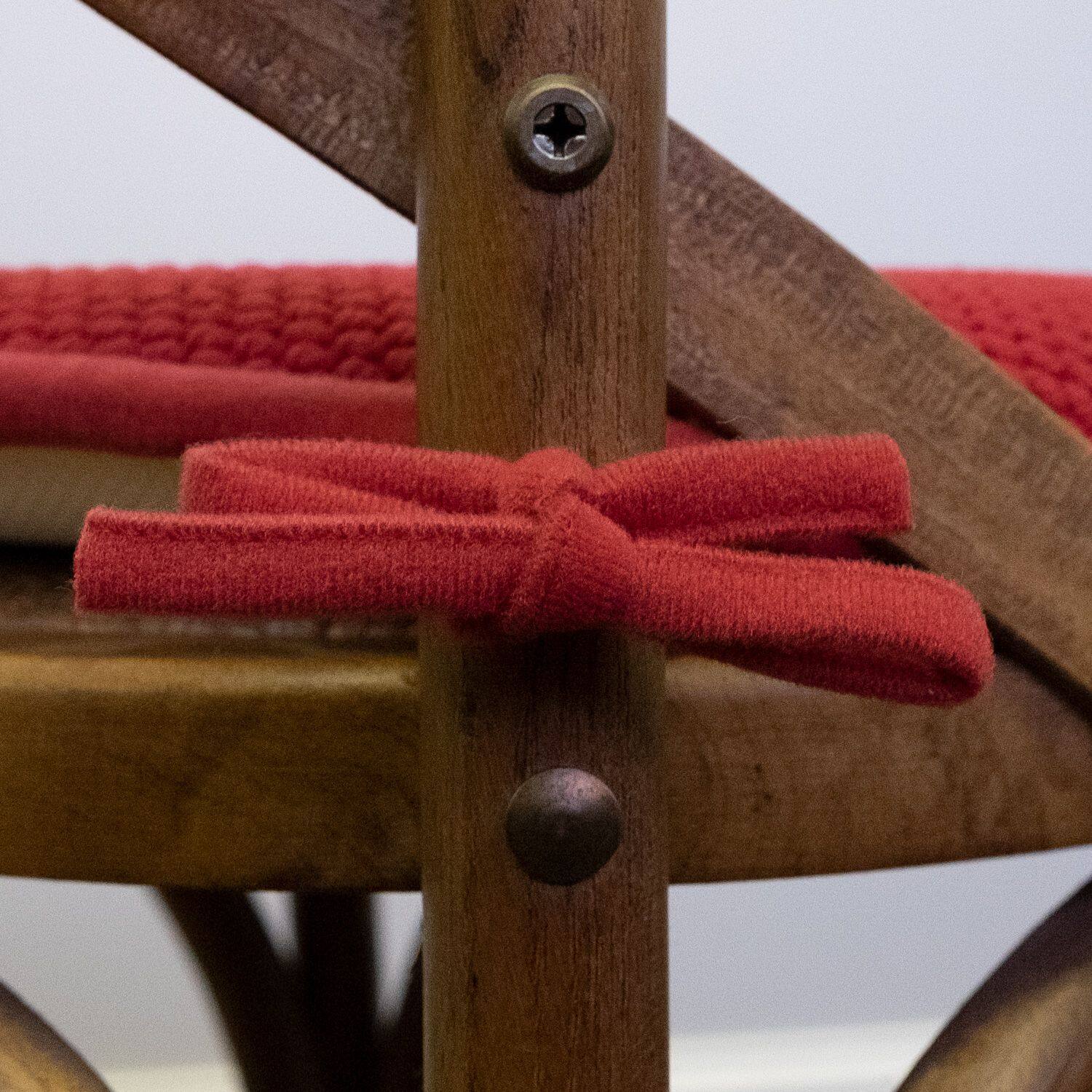 Left. Sweet Home Collection - Honeycomb Memory Foam Non-Slip 16" x 16" Chair Cushion Pad with Ties, 12-Pack - Red.