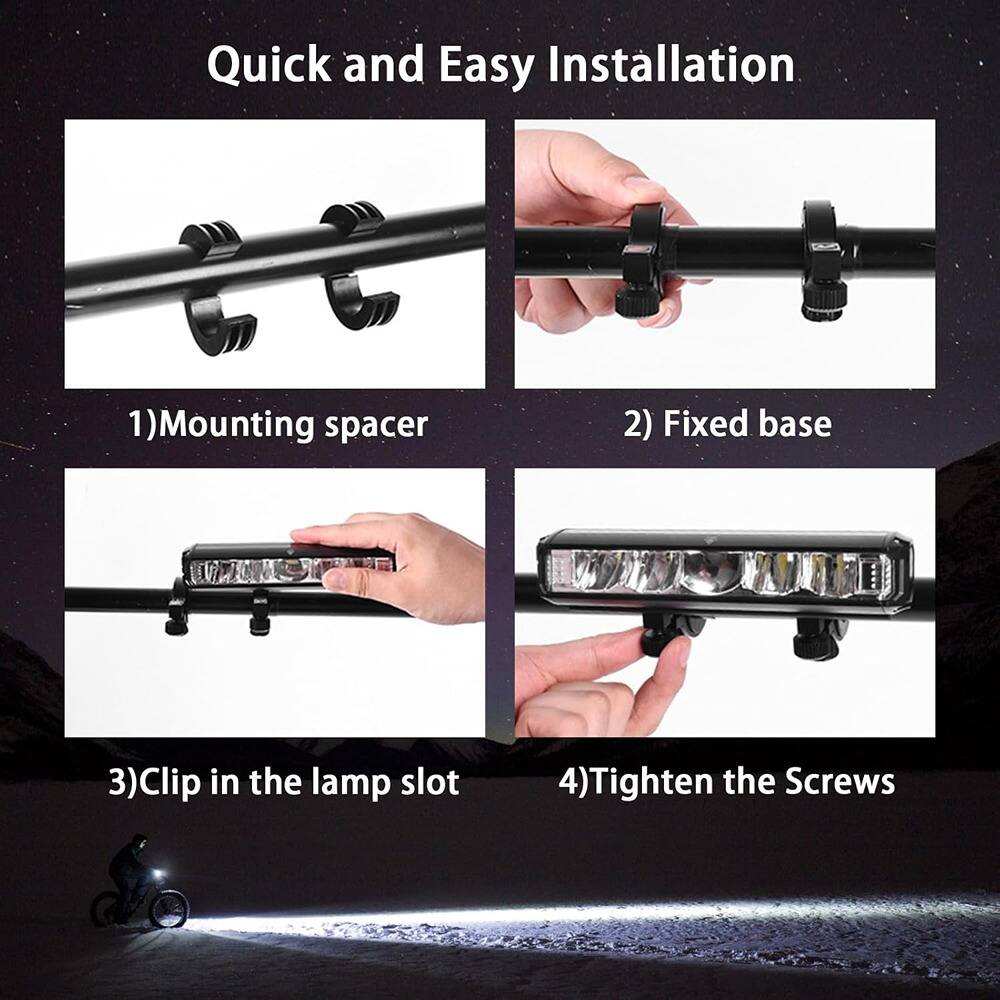 Quick and Easy Installation

1) Mounting spacer

2) Fixed base

3) Clip in the lamp slot

4) Tighten the Screws