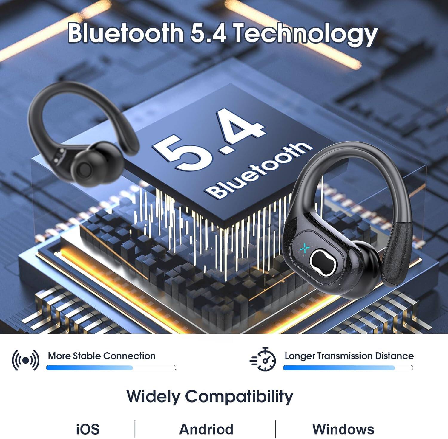 Bluetooth 5.4 Technology  
- More Stable Connection  
- Longer Transmission Distance  
- Widely Compatibility  
  - iOS  
  - Android  
  - Windows