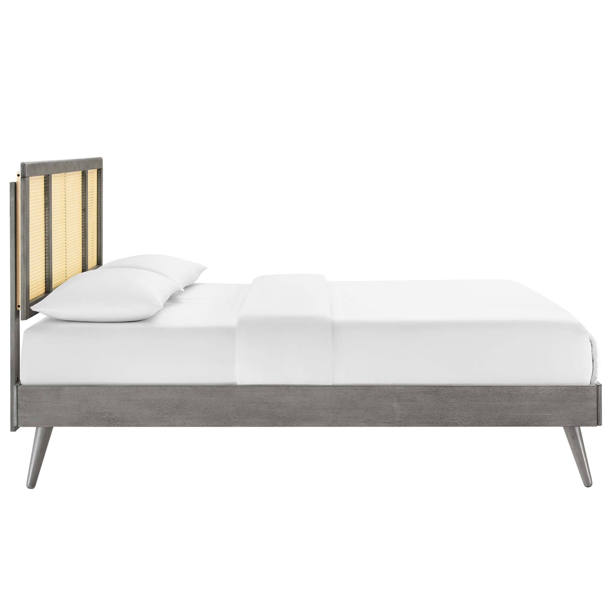 Back. Modway - Josie Vinyl Queen Platform Bed with Squared Tapered Legs - White.