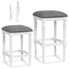Front. Costway - 3 Heights Saddle Stool Set of 2 Square Kitchen Island Stool with Footrests - Gray & White.