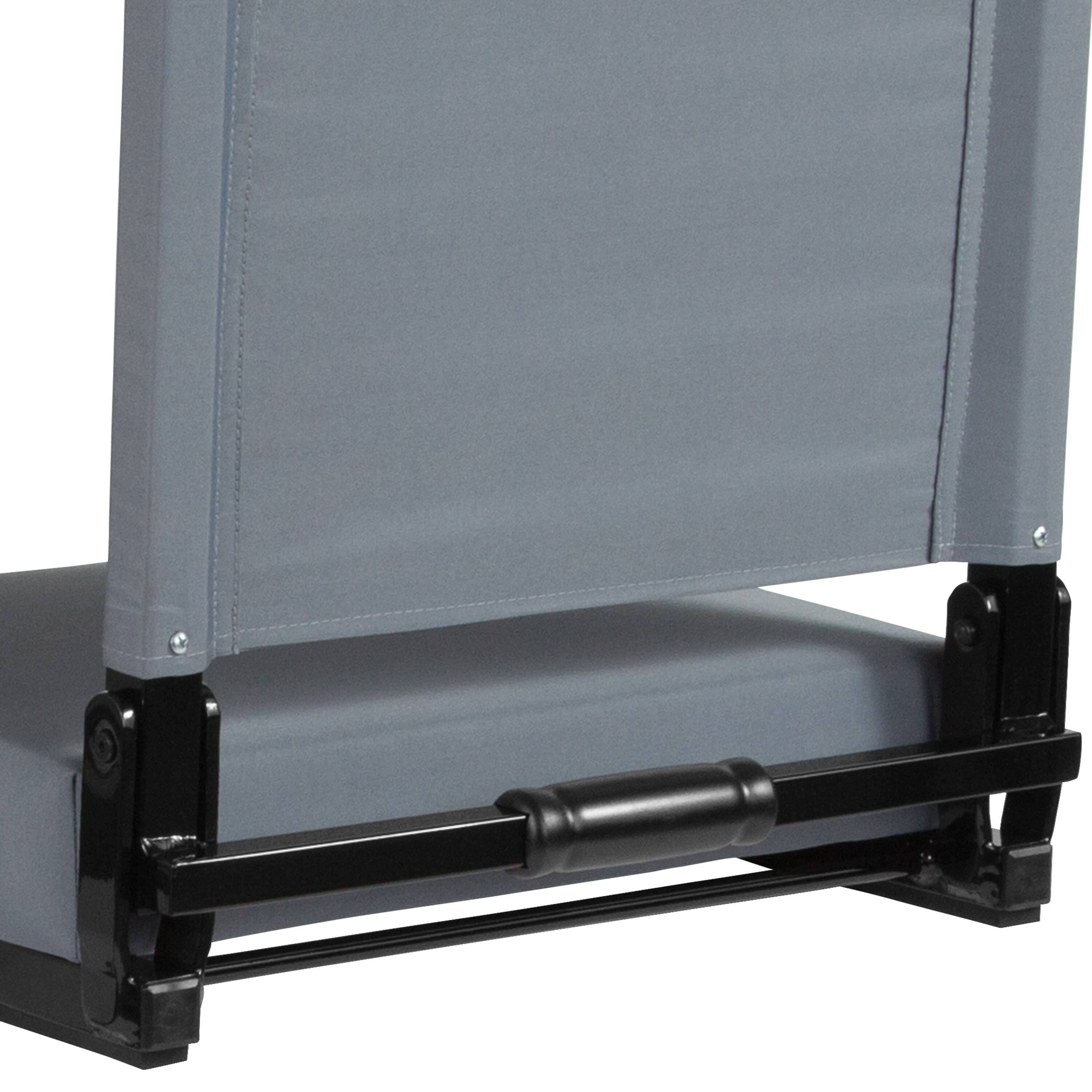 Alt View 9. Emma + Oliver - Set of 2 500 lb. Rated Lightweight Stadium Chair with Ultra-Padded Seat - Gray.