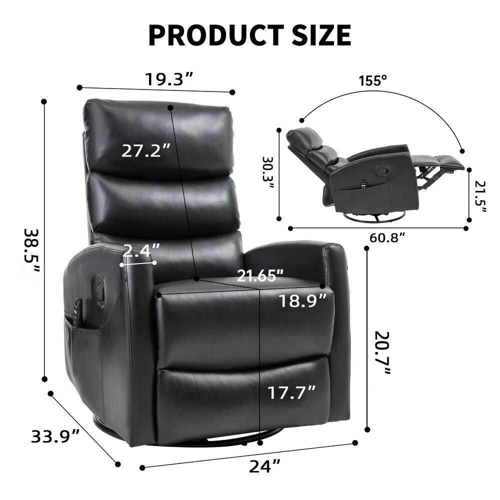 PRODUCT SIZE

19.3"
155°
38.5" 33.9"
27.2" 2.4"
30.3" 21.65" 18.9" 17.7"
60.8" 20.7"
21.5"
24"