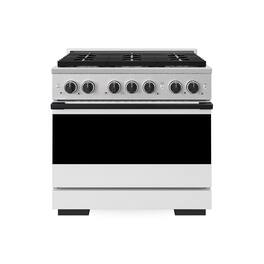 ZLINE - Autograph 36 in. 5.2 cu. ft. Marino Dual Fuel Freestanding Range with 6 Gas Burner Cooktop with White & Black Accents - White Matte