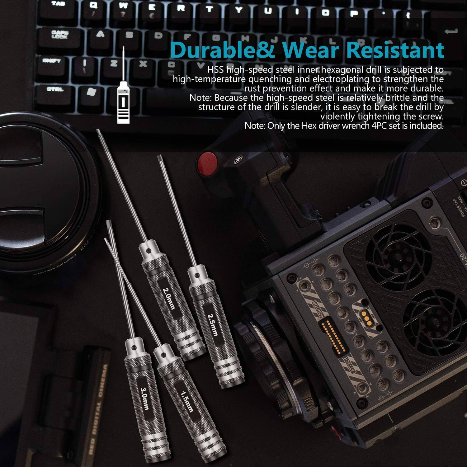 Durable & Wear Resistant

HSS high-speed steel inner hexagonal drill is subjected to high-temperature quenching and electroplating to strengthen the rust prevention effect and make it more durable. Note: Because the high-speed steel is relatively brittle and the structure of the drill is slender, it is easy to break the drill by violently tightening the screw. Note: Only the Hex driver wrench 4PC set is included.

MAR POWERTAP
GINEMA DIGITAL RED
MONITOR

3.0mm
2.5mm
2.0mm
1.5mm