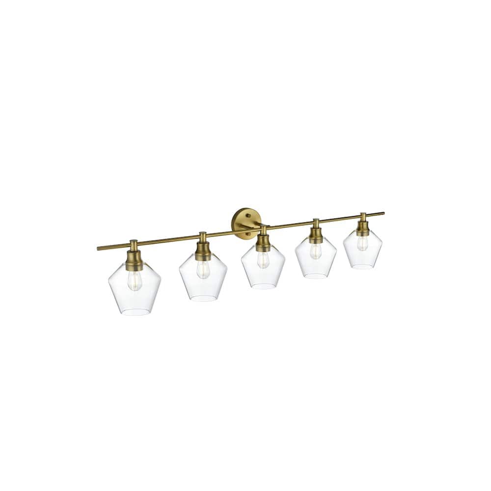 Living District - Gene 5 Light and Clear Glass Wall Sconce - Satin Gold price history on PriceWatchPro