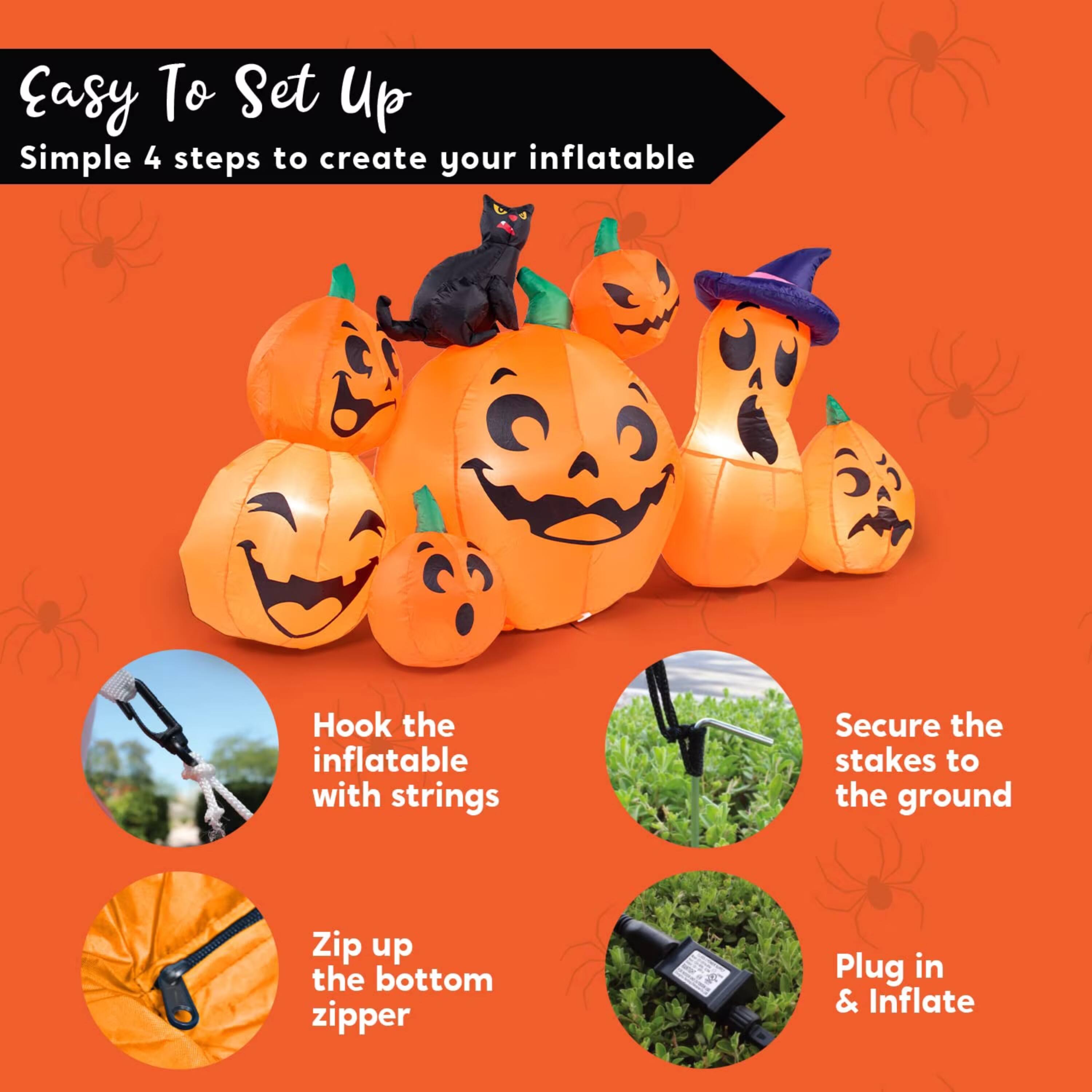 Easy To Set Up  
Simple 4 steps to create your inflatable  
1. Hook the inflatable with strings  
2. Secure the stakes to the ground  
3. Zip up the bottom zipper  
4. Plug in & Inflate