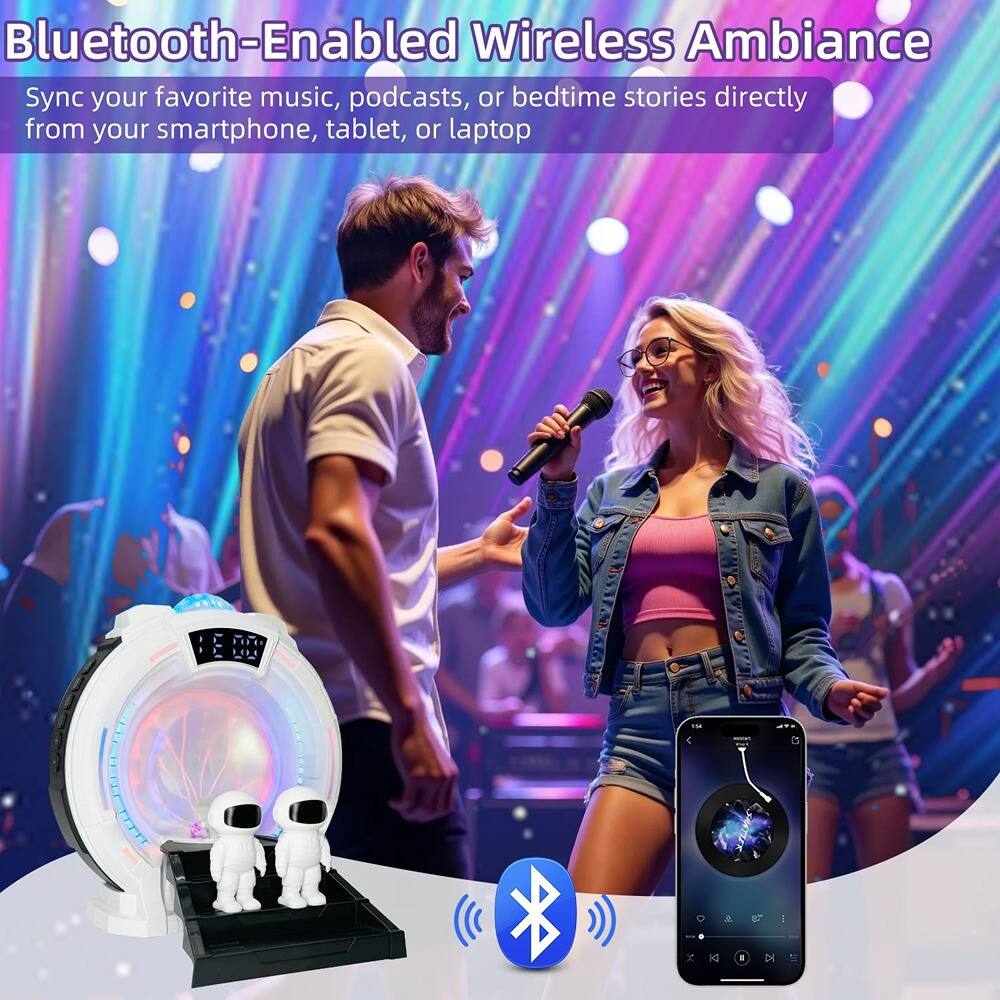 Bluetooth-Enabled Wireless Ambiance  
Sync your favorite music, podcasts, or bedtime stories directly from your smartphone, tablet, or laptop.