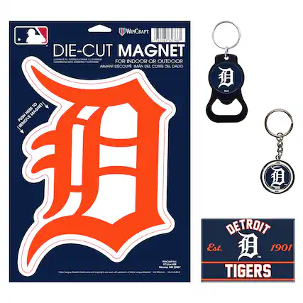 WINCRAFT 1 32085 82766 DIE-CUT MAGNET FOR INDOOR OR OUTDOOR AIMANT DECOUPÉ IMAN DEL CORTE DEL DADO PUSH HERE MAGNET RETIRER ICI AIMANT MLB Detroit Tigers Est. 1901