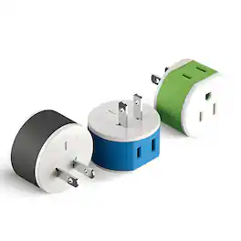 Orei - Japan & Philippines Plug Adapter (Type A) – 2 USA Inputs – 3 Pack – Compact Adapter for Phones, Laptops & More - Multi-Colour