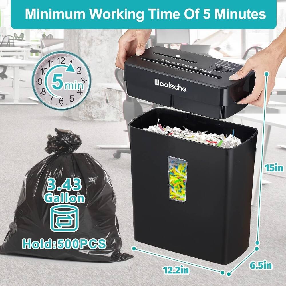 Minimum Working Time Of 5 Minutes

Woolsche

3.43 Gallon

Hold: 500PCS

15in

12.2in

6.5in