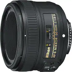 Front. Nikon - AF-S NIKKOR 50mm f/1.8G Standard Lens - Black.