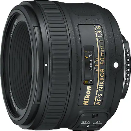 Front. Nikon - AF-S NIKKOR 50mm f/1.8G Standard Lens - Black.
