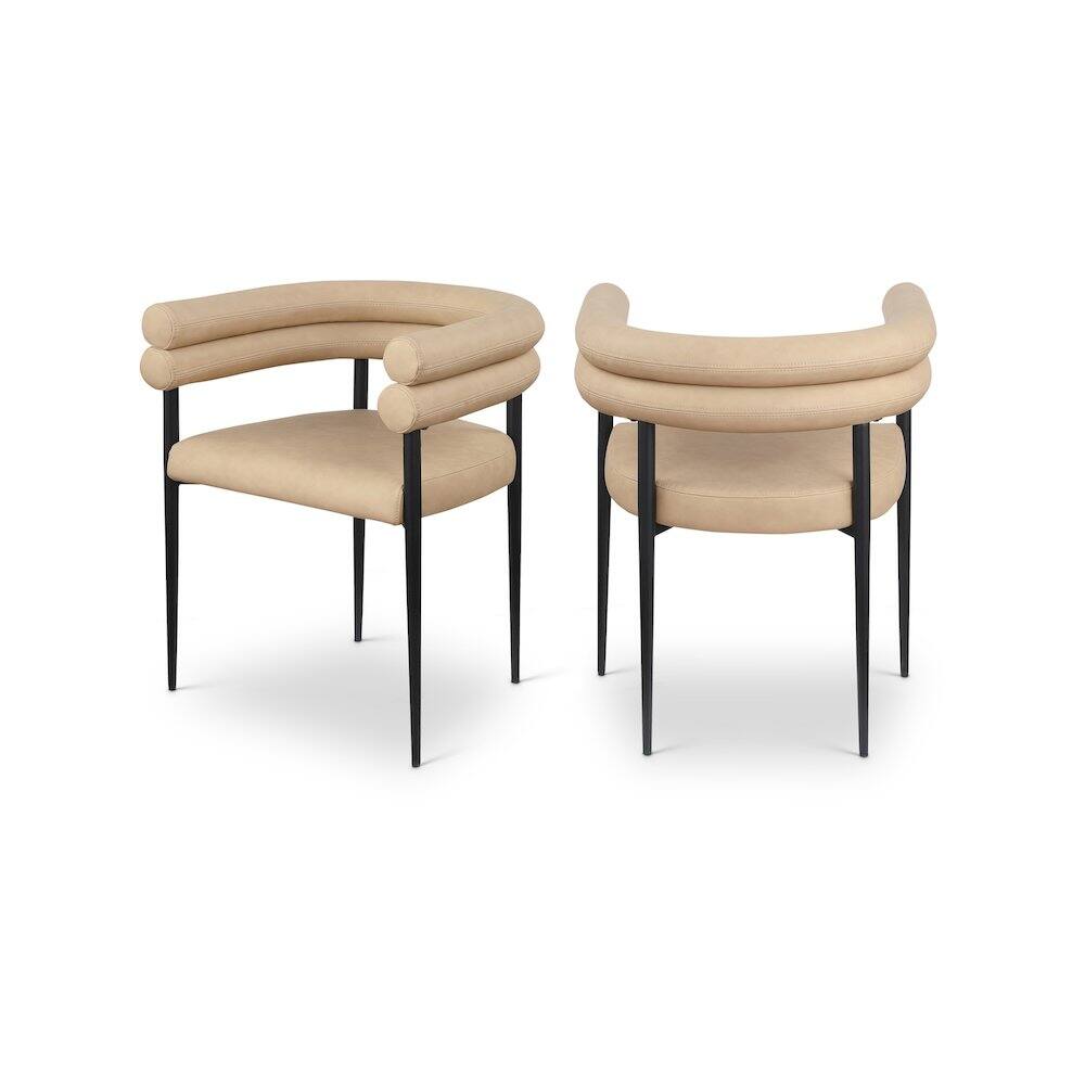 Meridian Furniture - Lavina Tan Vegan Leather Dining Chair, Set of 2 - Brown