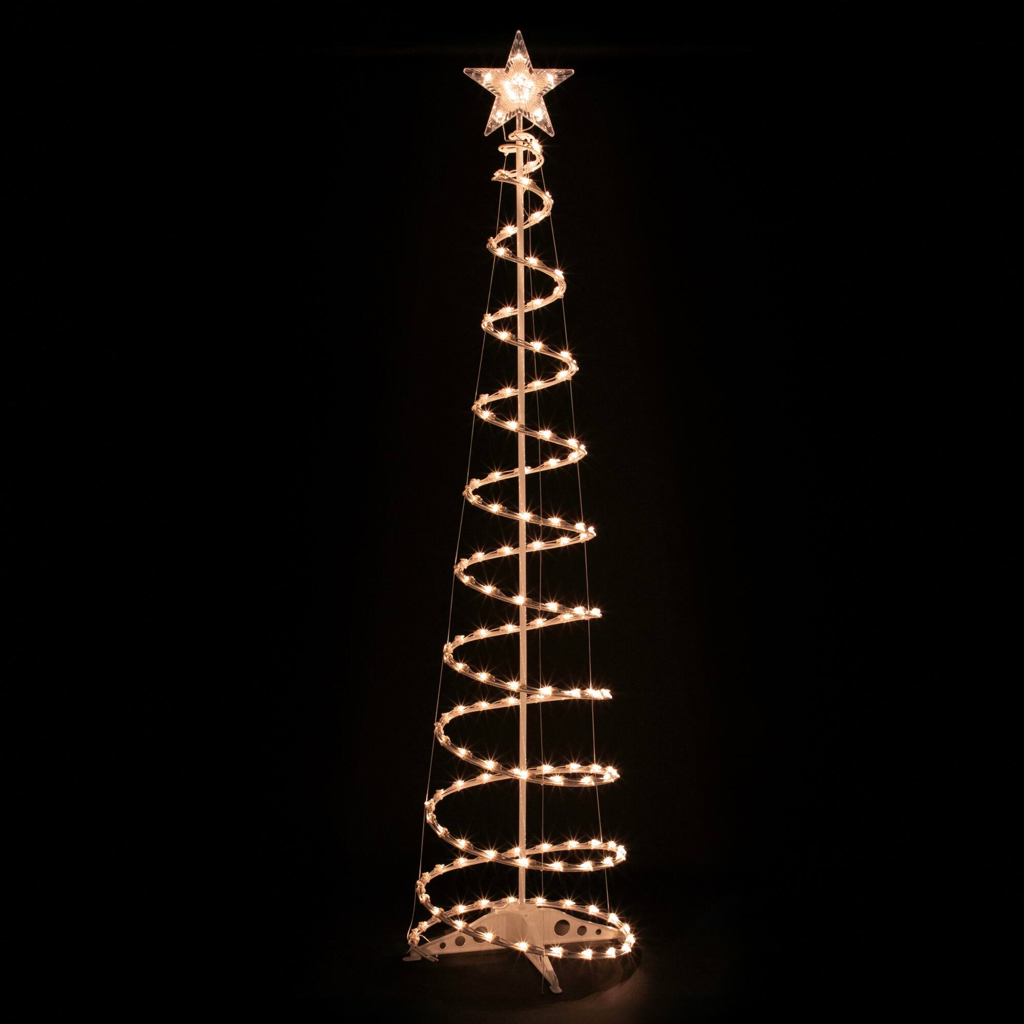 Alt View 3. Northlight - Pre-lit Spiral Outdoor Christmas Trees - 3' 4' and 6' - Clear Lights - Set of 3 - White.