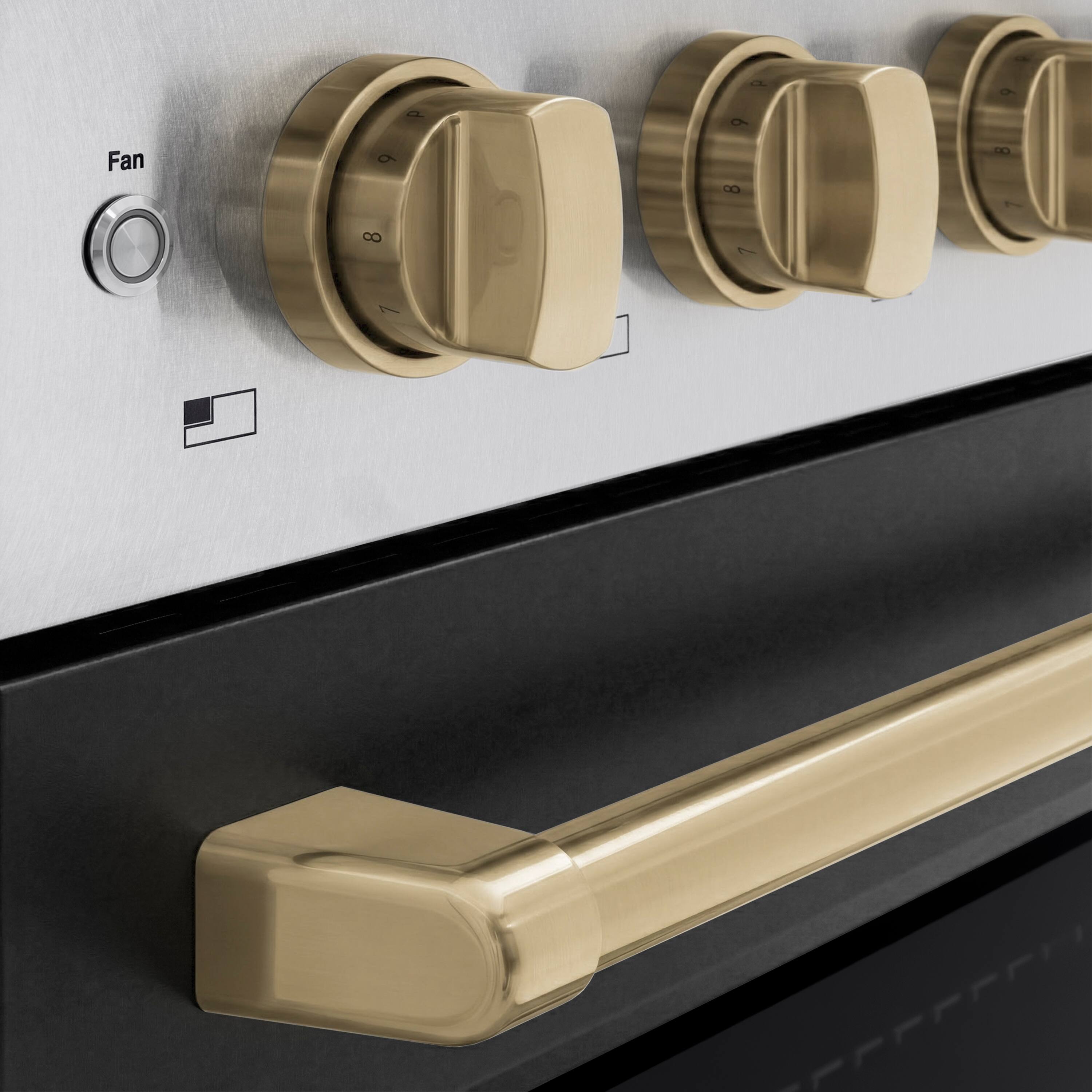 Alt View 5. ZLINE - Autograph 36 in. 5.2 cu. ft. Paramount Freestanding Induction Range in Satin Steel with Bronze Accents & Black Door - Matte Black.