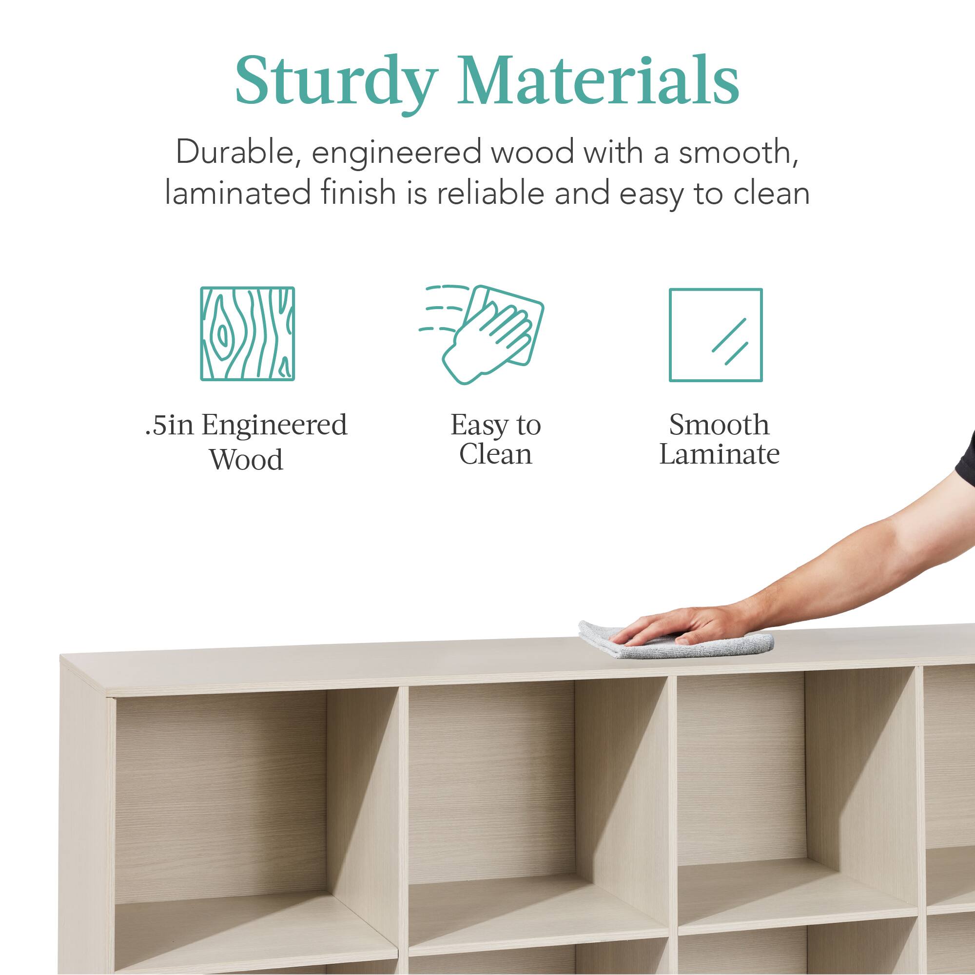 Sturdy Materials: Durable, engineered wood with a smooth, laminated finish is reliable and easy to clean. 

- .5in Engineered Wood
- Easy to Clean
- Smooth Laminate