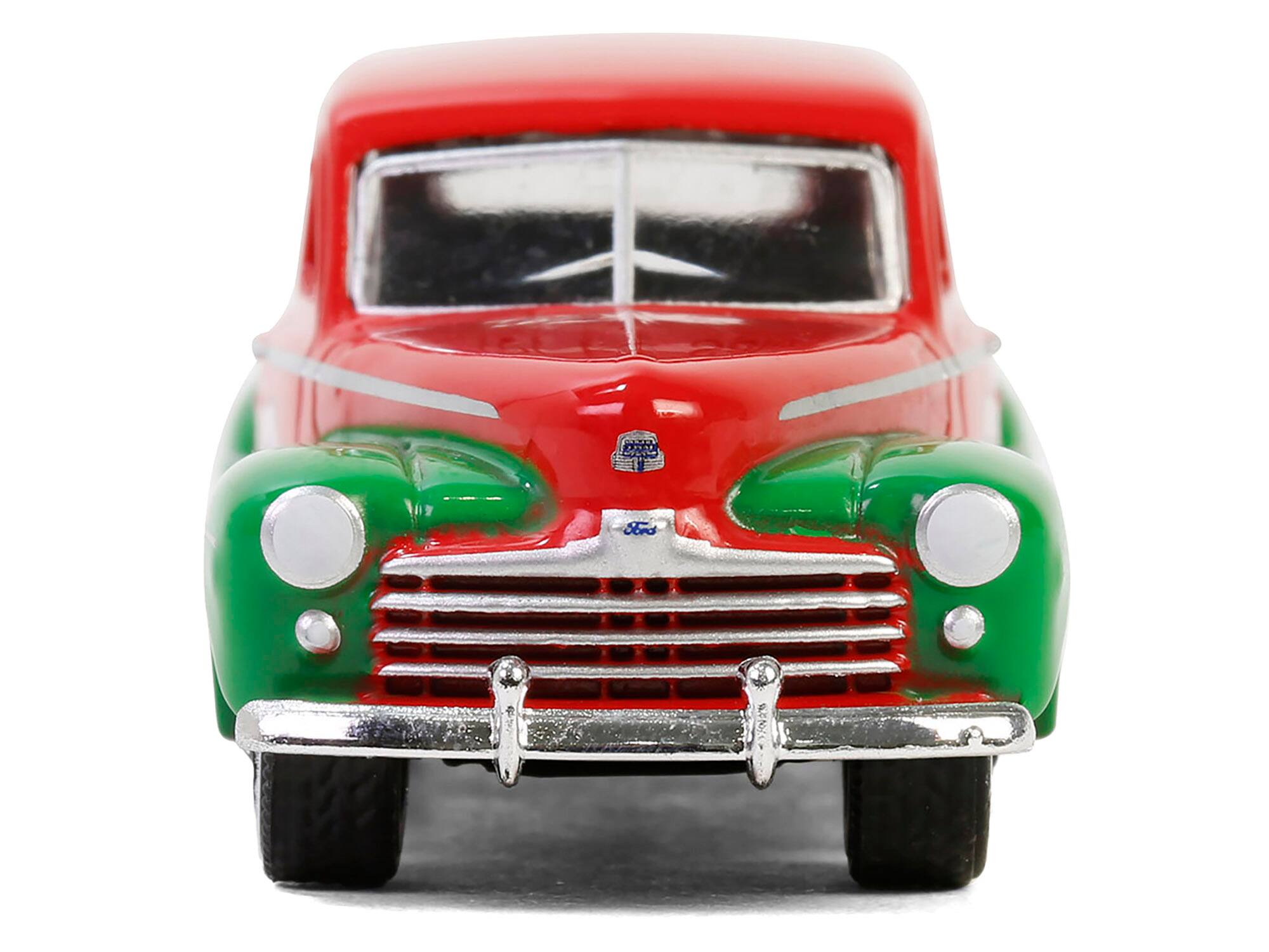 Back. Greenlight - 1948 Ford Fordor Super Deluxe "Texaco" Red with Green Fenders "Texaco Special Edition" Series 1 1/64 Diecast - Red and Green.
