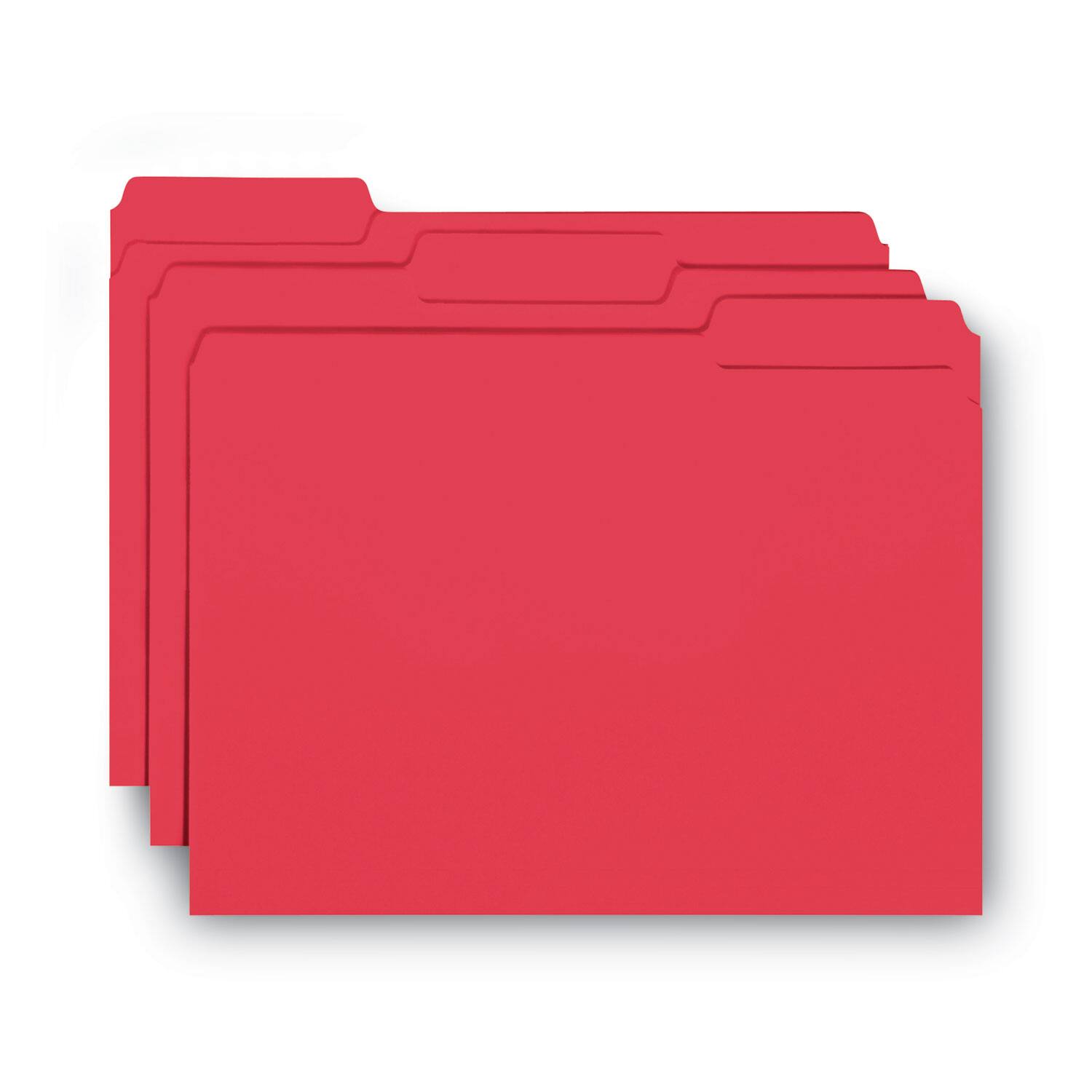 Angle. Smead Manufacturing - Interior File Folders, 1/3-Cut Tabs: Assorted, Letter Size, 0.75" Expansion, Red, 100/Box.