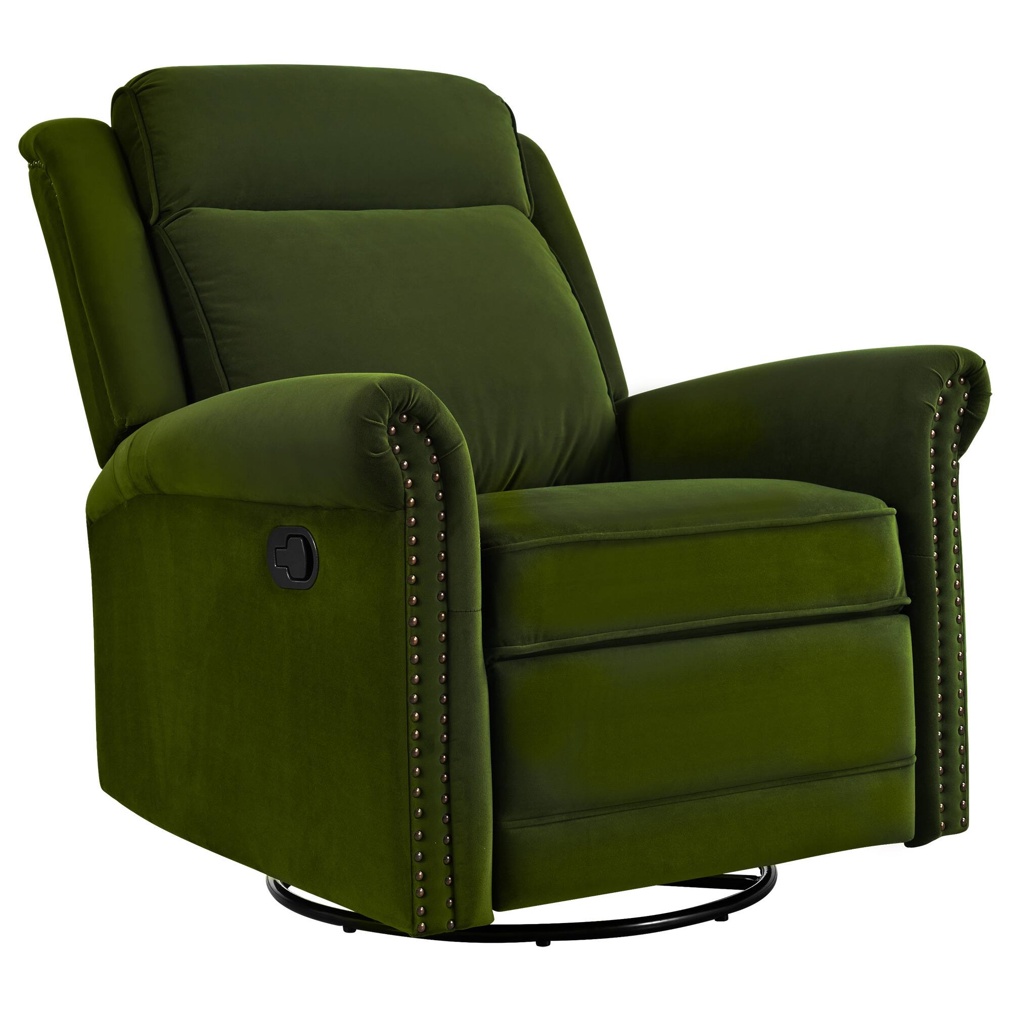 Alt View 7. APRILSOUL - Swivel Recliner Manual Rocking Home Theater Chair Nursery Rocker Adjustable Backrest Green - Green.