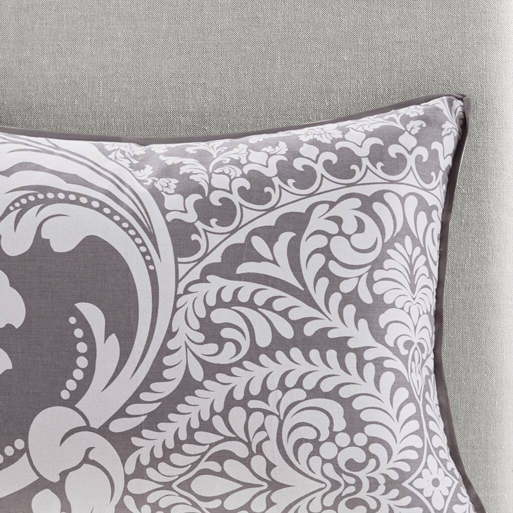 Alt View 1. Gracie Mills - Gracie Mills Muriel Damask Dreams 7-Piece Cotton Printed Comforter Set - Grey.
