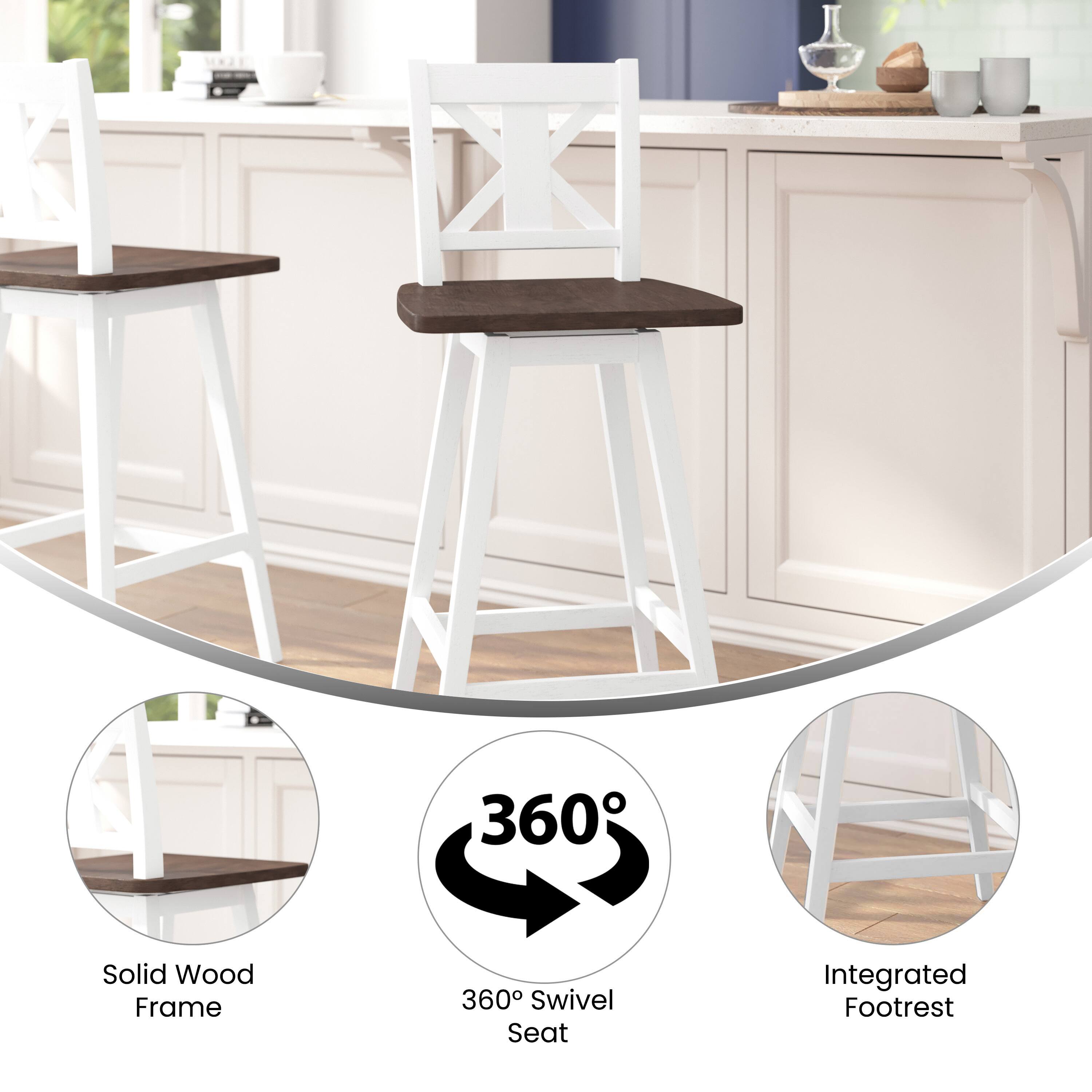 360° Solid Wood Frame  
360° Swivel Seat  
Integrated Footrest