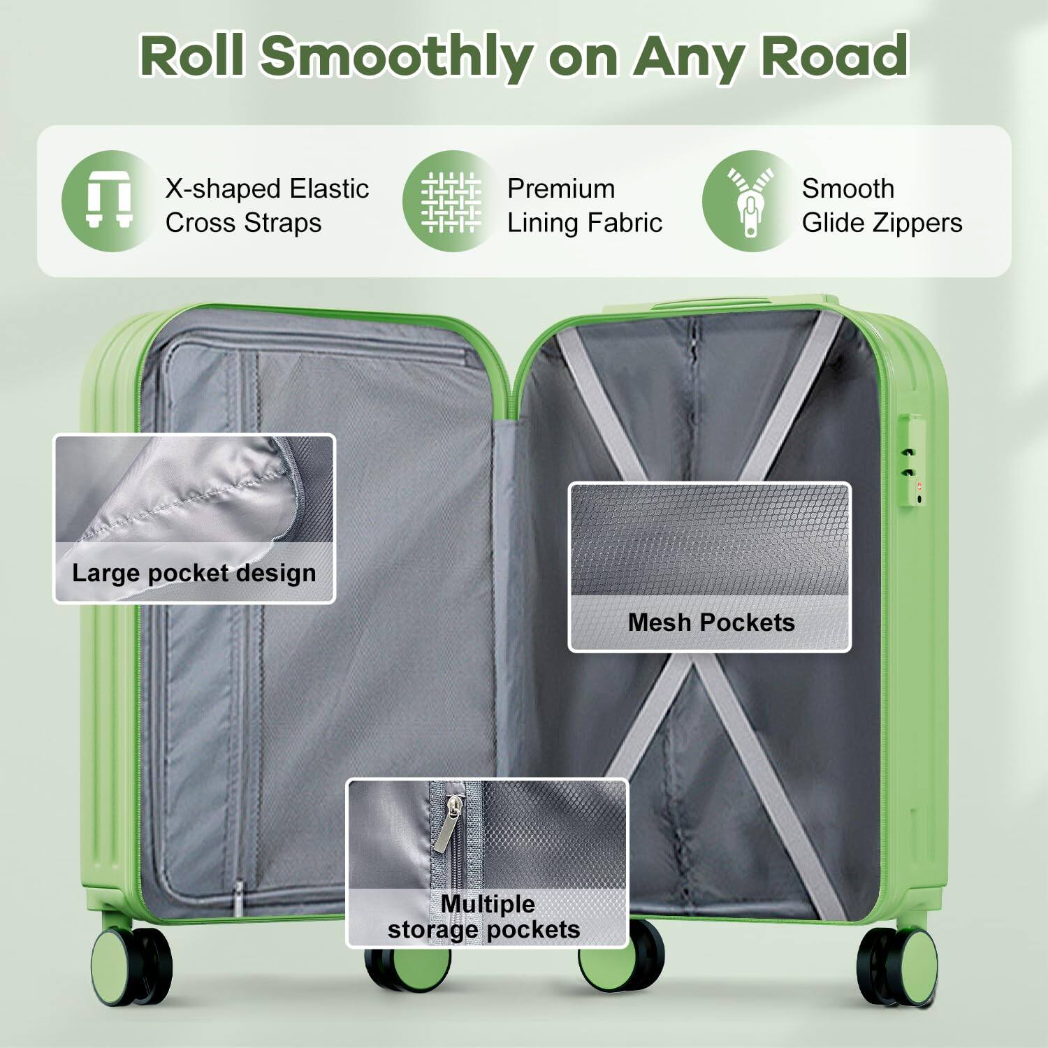 Brick Attic 24 Inch Suitcases, Checked Luggage with TSA Lock, PC
